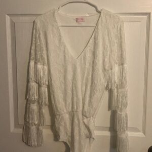 Pink Lilly white bodysuit